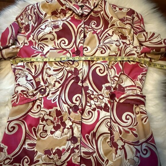 Lane Bryant Floral Long Jacket 20 Pink Purple Lightweight Cotton Lined Boho - Picture 3 of 12